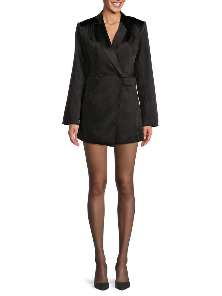 Endless Rose Women's Satin Blazer Romper - Black Cover