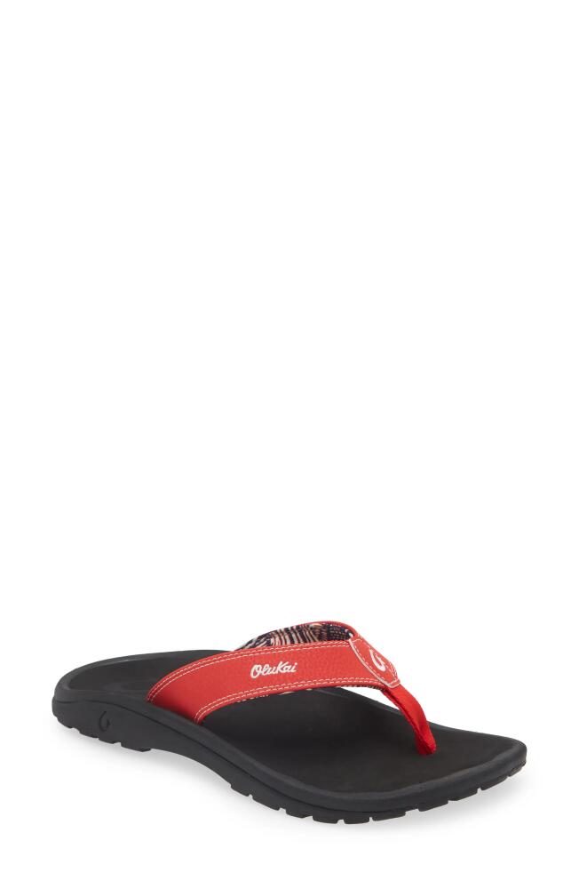 OluKai Ohana Flip Flop in Red Lava /Black Cover