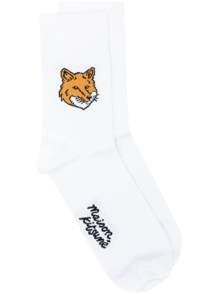 Maison Kitsuné Fox-motif cotton-blend socks - White Cover