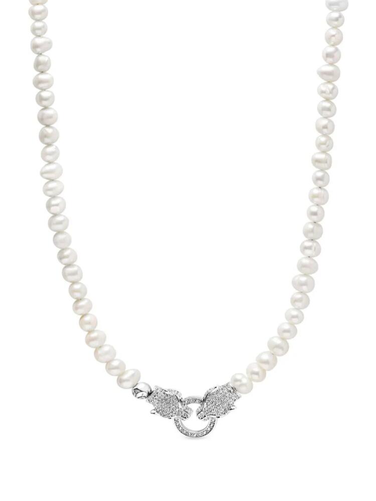 Nialaya Jewelry diamond-panther freshwater-pearl necklace - Silver Cover