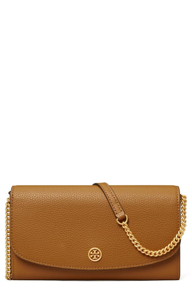 Tory Burch Robinson Leather Wallet On A Chain in Tigers Eye Cover