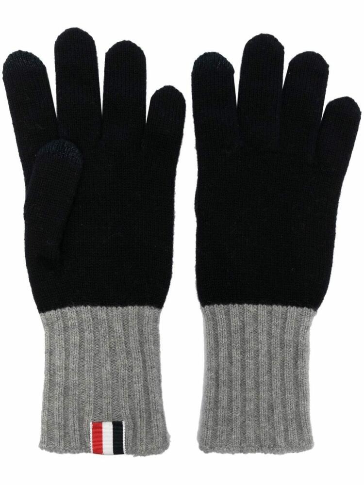 Thom Browne RWB-stripe wool gloves - Blue Cover