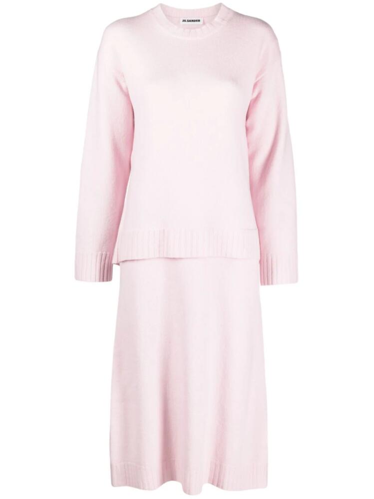 Jil Sander layered wool midi dress - Pink Cover