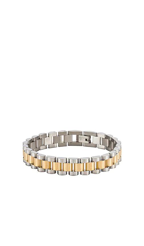 Luv AJ The Two-Toned Timepiece Bracelet in Metallic Gold Cover