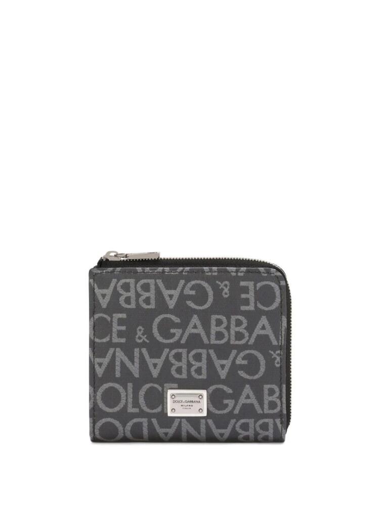 Dolce & Gabbana logo-plaque jacquard wallet - Black Cover