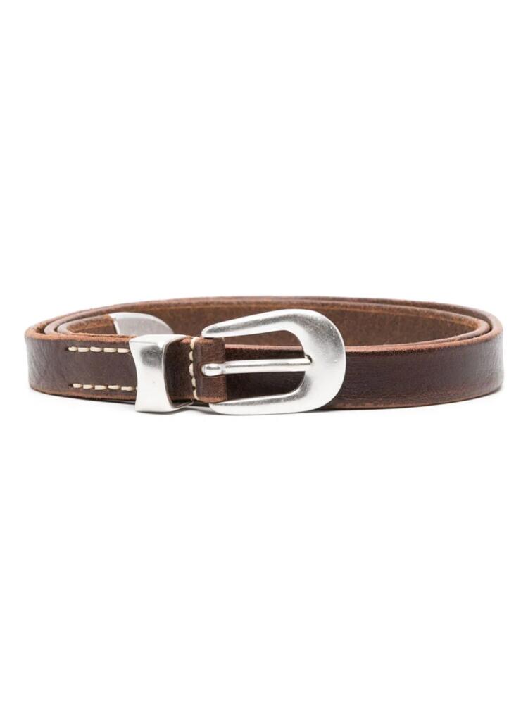 OUR LEGACY contrast-stitching leather belt - Brown Cover