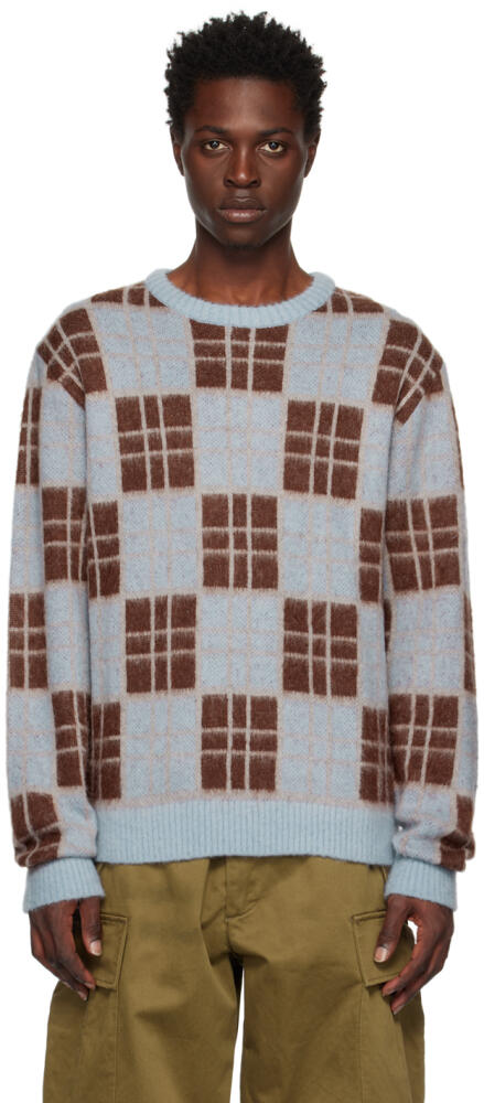 Awake NY Blue Checked Sweater Cover