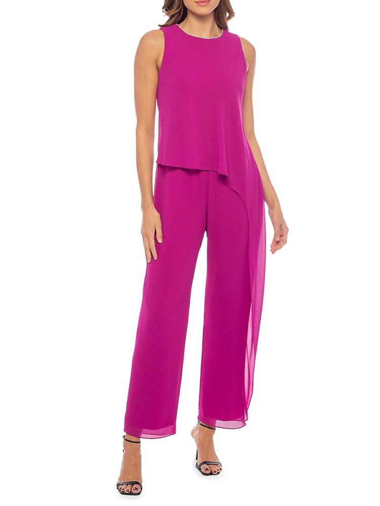 Marina Women's Ruffle Sleeveless Jumpsuit - Fuchsia Cover