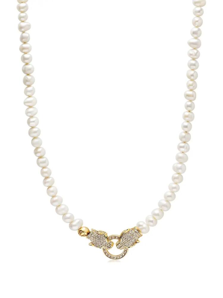 Nialaya Jewelry diamond-panther freshwater-pearl necklace - Gold Cover