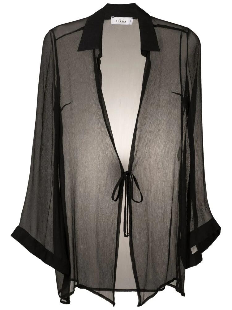 Amir Slama tie-front crinkled silk blouse - Black Cover