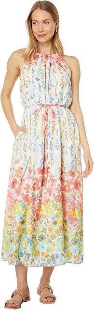 Maggy London Halter Neck Maxi Dress (Ivory/Coral) Women's Dress Cover