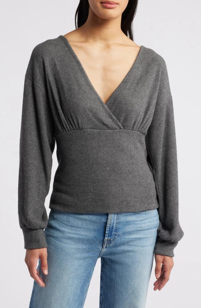 Loveappella Empire Tie Back Rib Top in Charcoal Cover