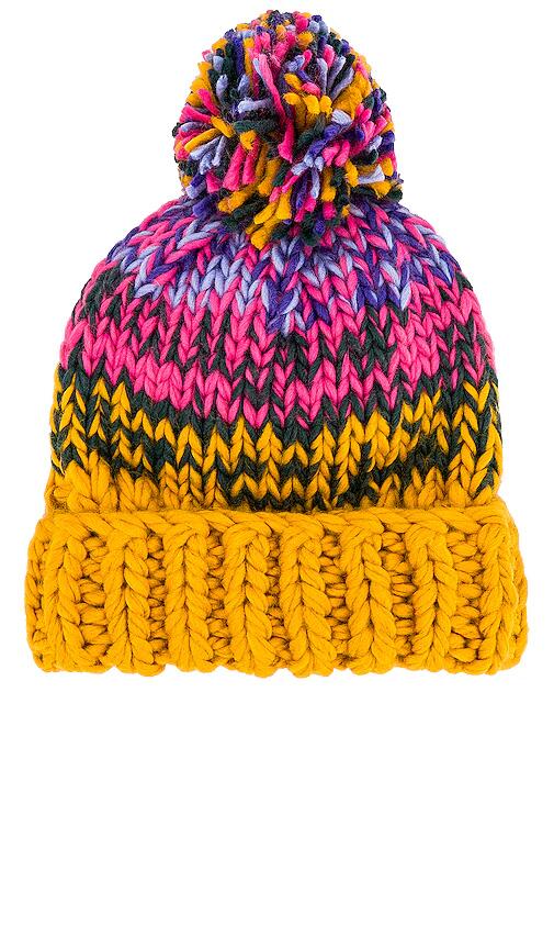 Free People Tide Stripe Knit Pom Beanie in Yellow Cover