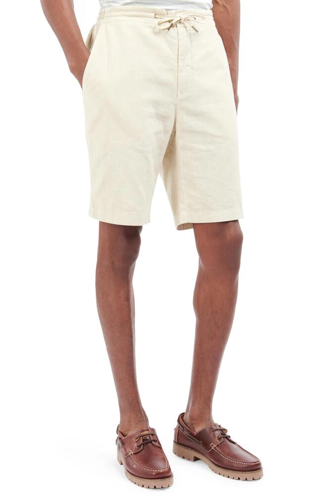 Barbour Linen & Cotton Blend Shorts in Light Stone Cover