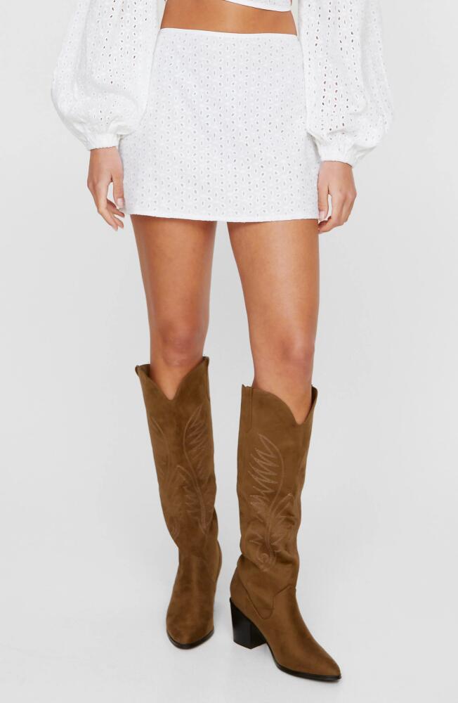 NASTY GAL Eyelet Embroidered Cotton Miniskirt in White Cover