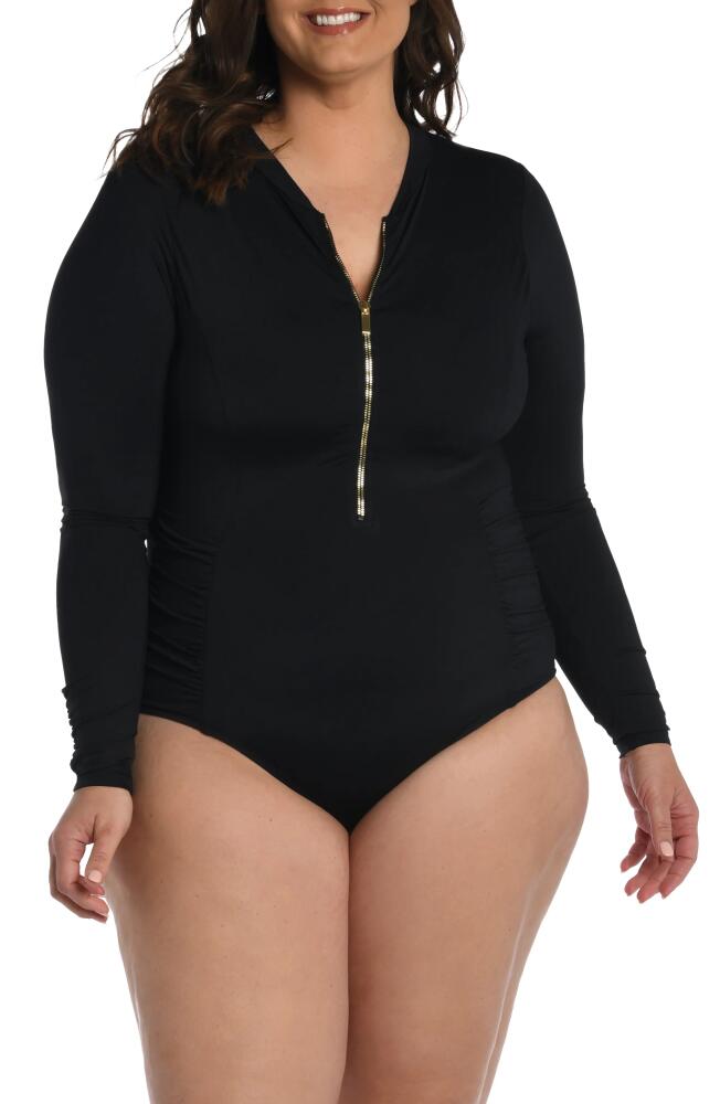 La Blanca Island Goddess Ruched One-Piece Swimsuit in Black Cover