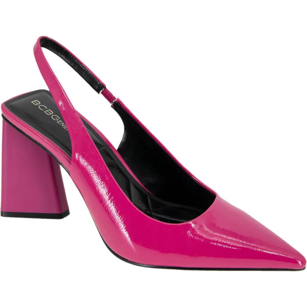 bcbg Trina Pointed Toe Slingback Pump in Viva Pink Patent Cover