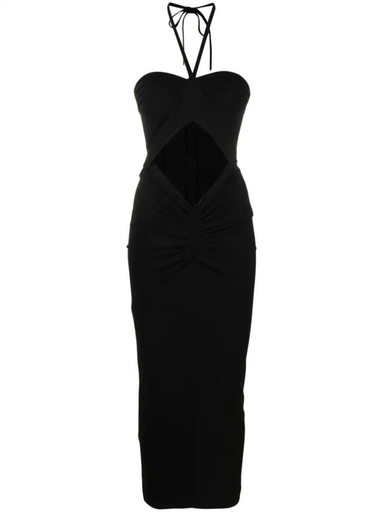 The New Arrivals Ilkyaz Ozel cut-out detail halterneck maxi dress - Black Cover