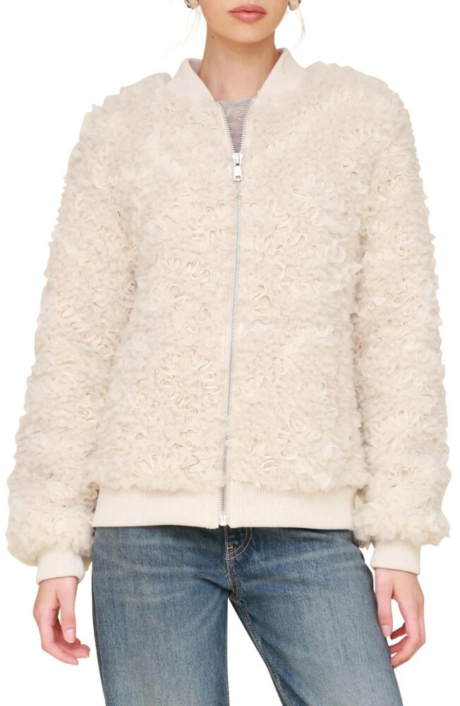 Avec Les Filles Oversize Faux Shearling Bomber Jacket in Cream Cover