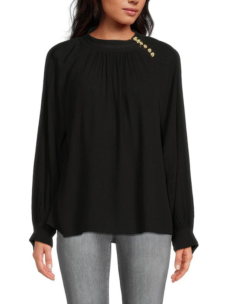 ba & sh Women's Neil Embellished Button Blouse - Noir Cover