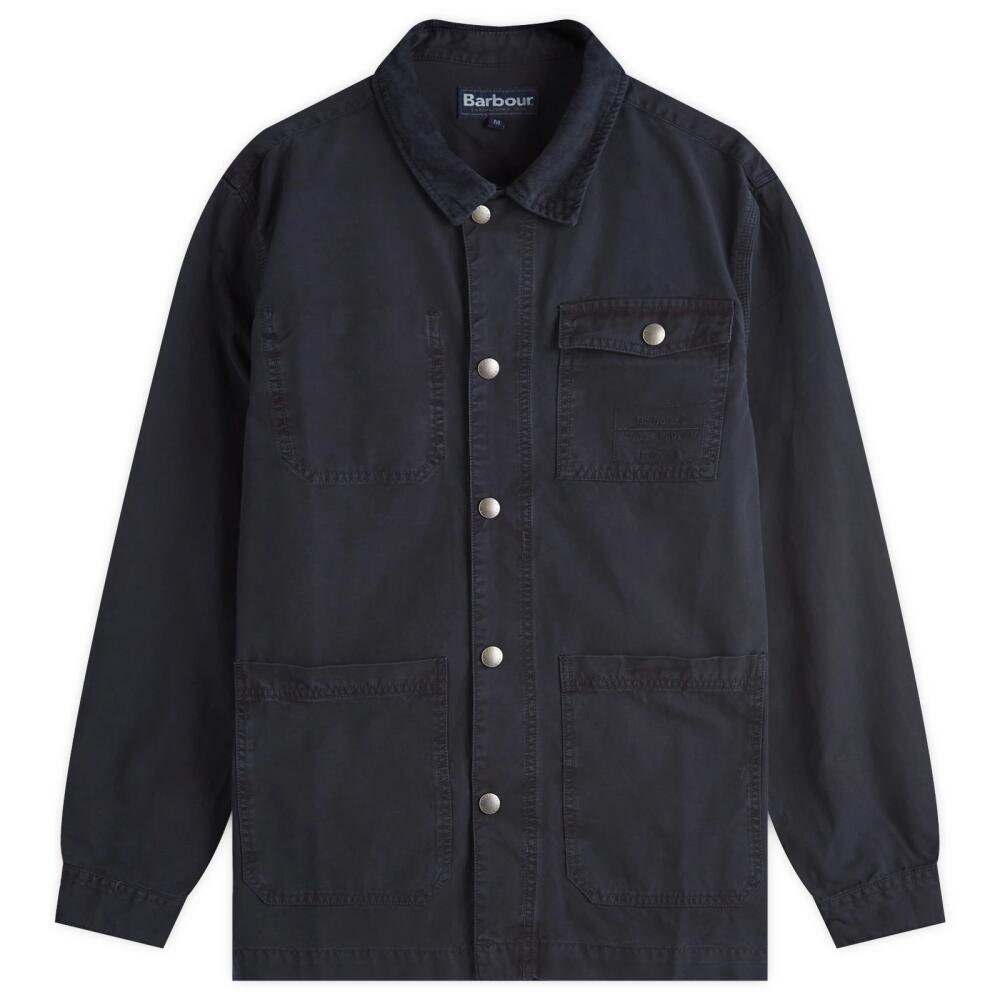 Barbour Men's Grindle Relaxed Canvas Overshirt in Navy Cover