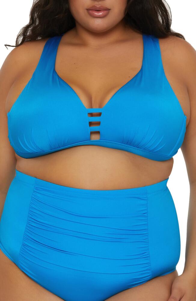 Becca Tab Inset Bikini Top in Adriatic Blue Cover