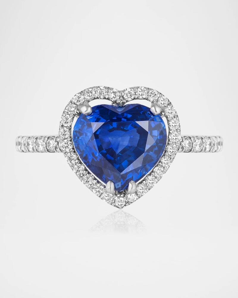 Andreoli 18K White Gold Heart Shape Sapphire Ring with Diamonds Cover