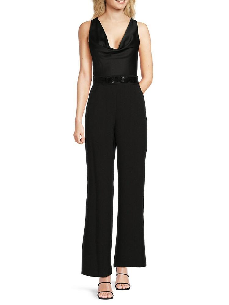 Eliza J Women's Sequin Belted Cowlneck Jumpsuit - Black Cover