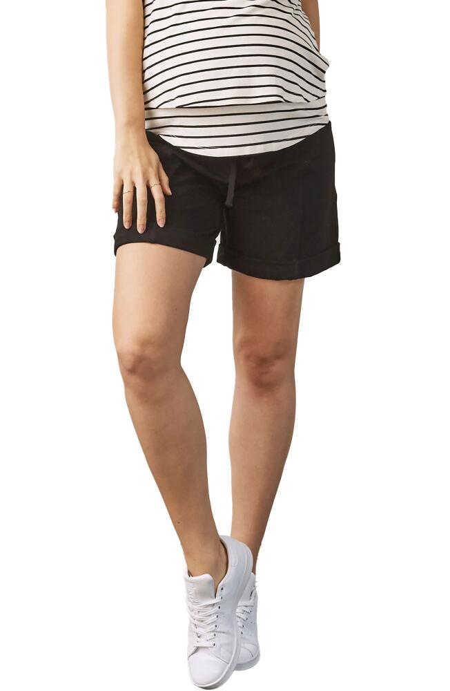 Angel Maternity Cuff Cotton Blend Maternity Shorts in Black Cover