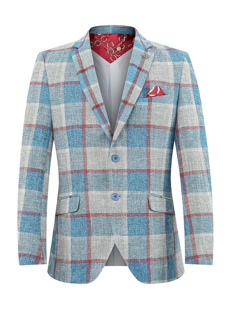 Elie Balleh Men's Slim Fit Plaid Sportcoat - Blue Cover