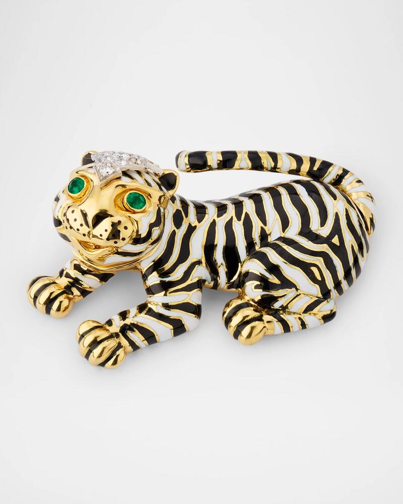 NM Estate Estate Webb 18K Yellow Gold Diamond and Emerald Tiger Brooch Cover