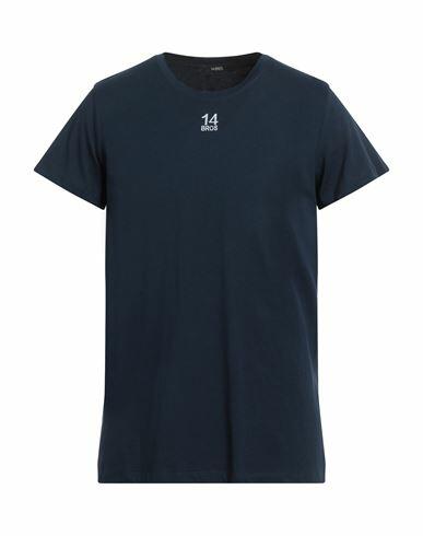 14bros Man T-shirt Navy blue Cotton Cover