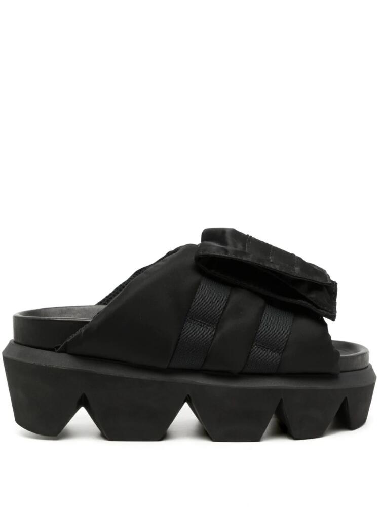 sacai flap-pocket faux-leather slides - Black Cover