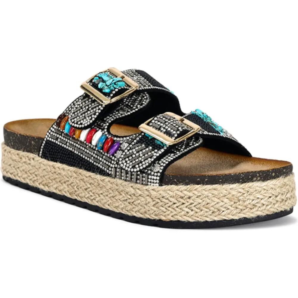 AZALEA WANG Kaylum Embellished Platform Slide Sandal in Black Multi Cover