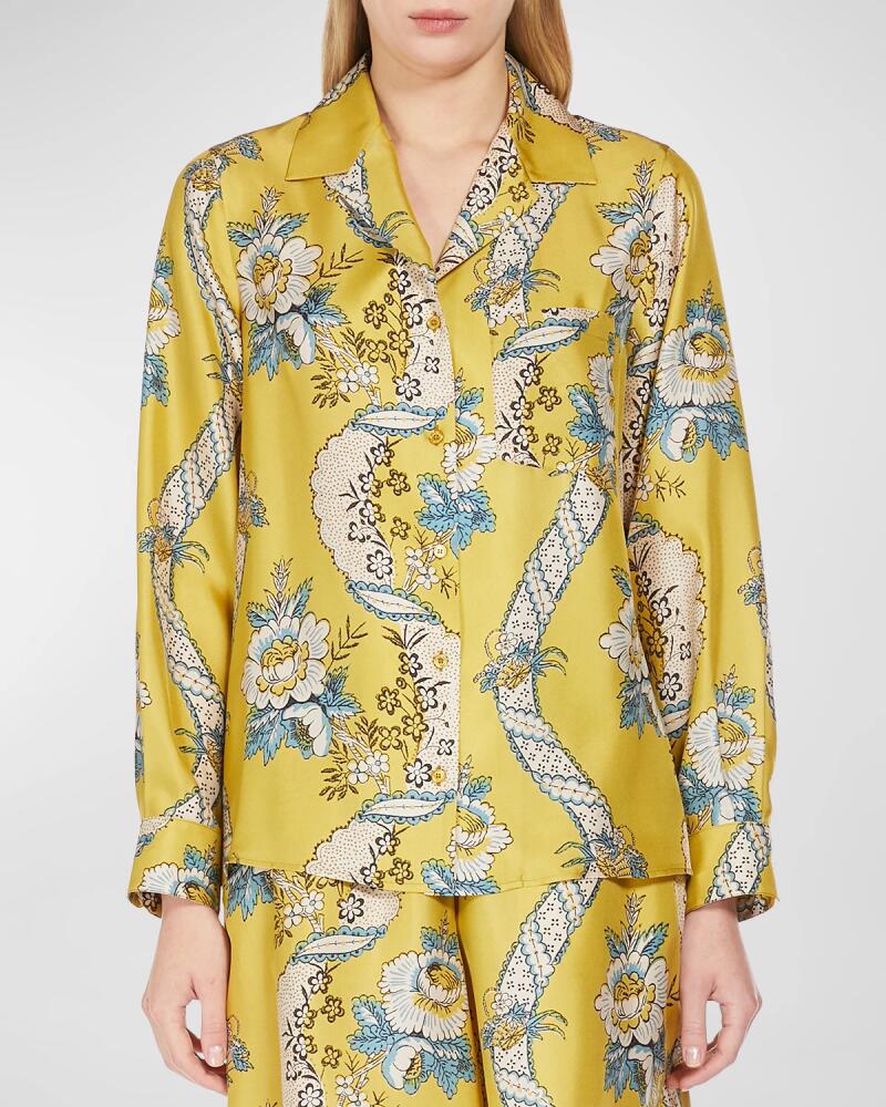 Weekend Max Mara Onica Floral-Print Silk Shirt Cover