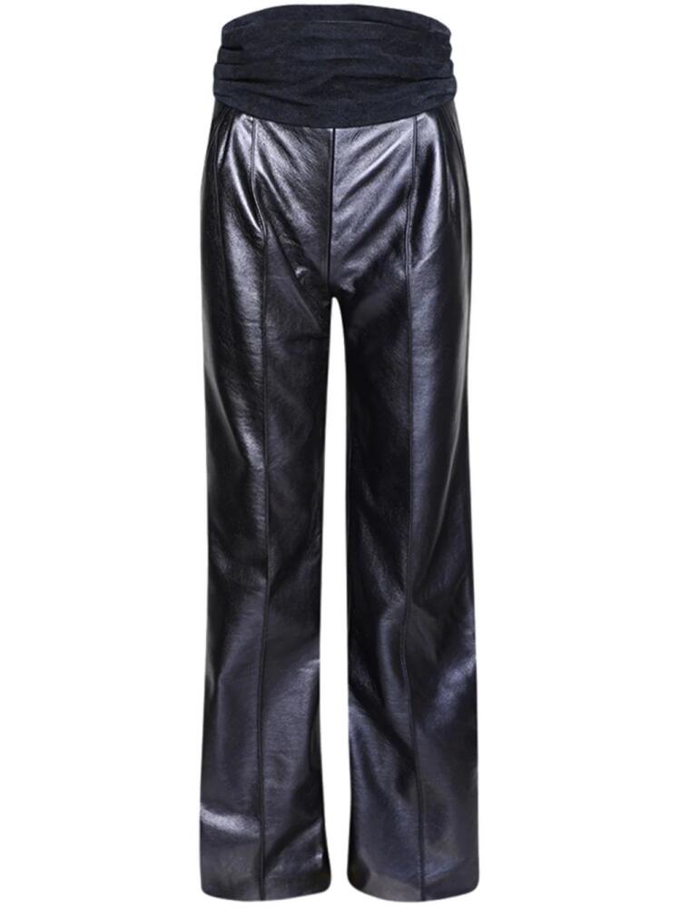 LaQuan Smith panelled high-shine trousers - Blue Cover