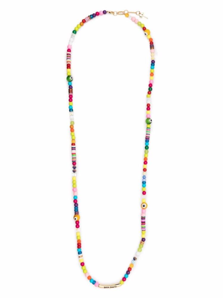 Palm Angels long Logo Rainbow beaded necklace - Pink Cover