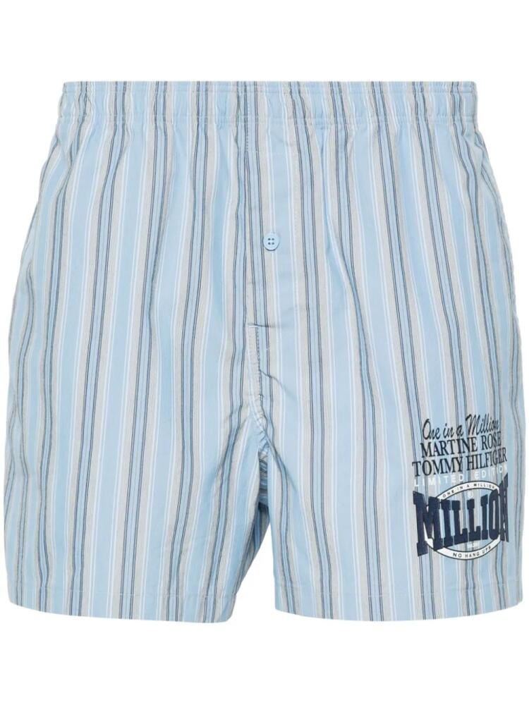 Martine Rose x Tommy Jeans logo-print striped shorts - Blue Cover