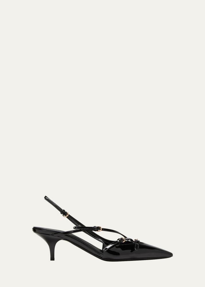 Miu Miu Patent Buckle-Trio Slingback Pumps Cover