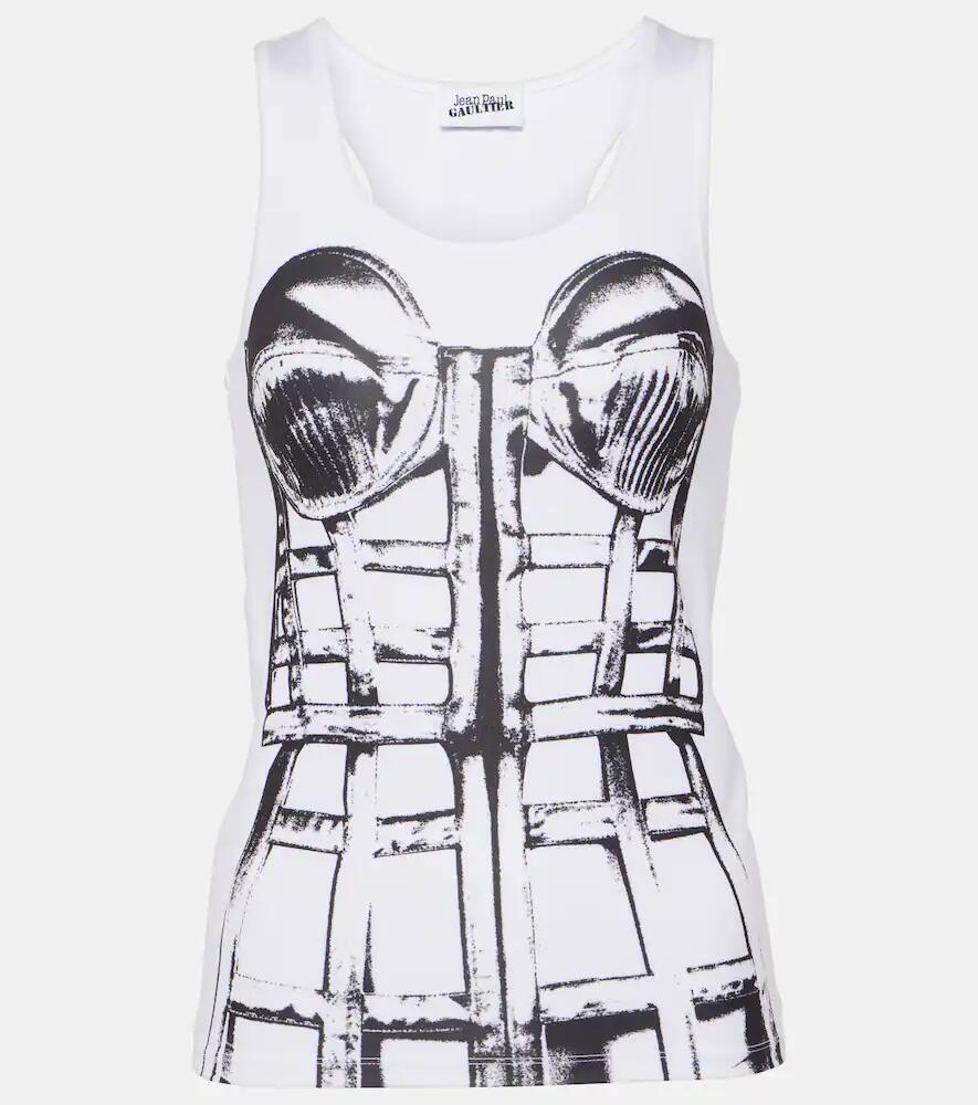 Jean Paul Gaultier Cage trompe l'ail printed tank top Cover