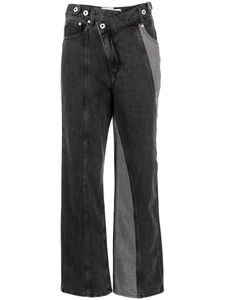 Feng Chen Wang logo-patch cotton straight-leg trousers - Black Cover