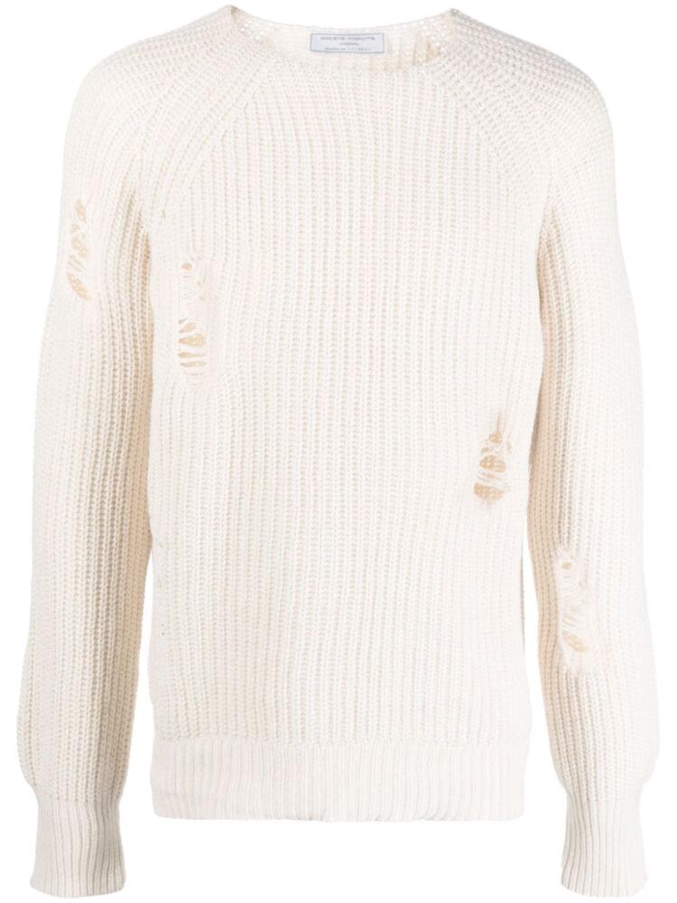 Société Anonyme ripped-detailing waffle-knit jumper - Neutrals Cover