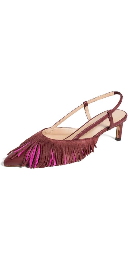 Ulla Johnson Fringe Kitten Heels Dark Red Cover