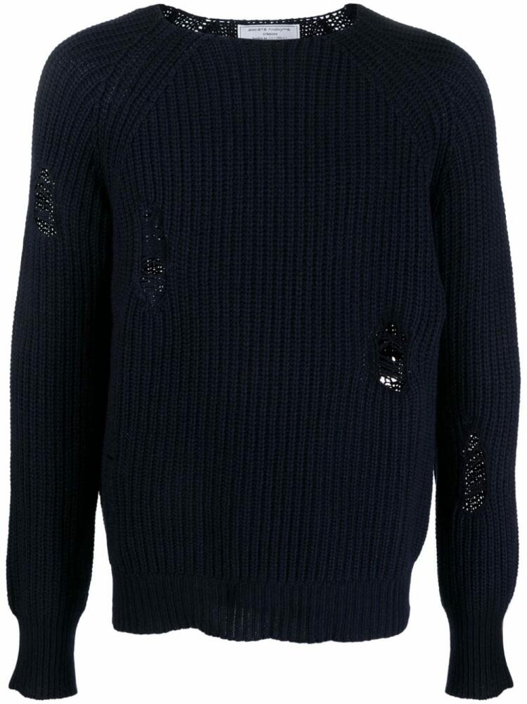 Société Anonyme ripped-detailing waffle-knit jumper - Blue Cover