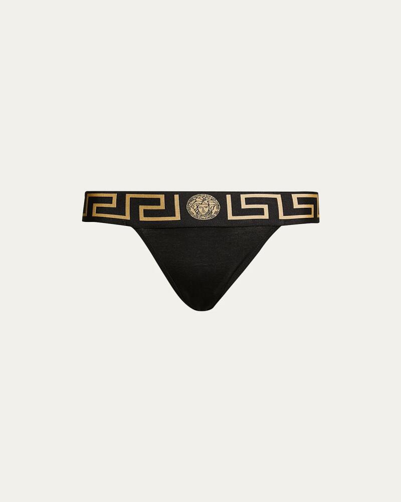 Versace Greca-Border Stretch Cotton Thong Cover