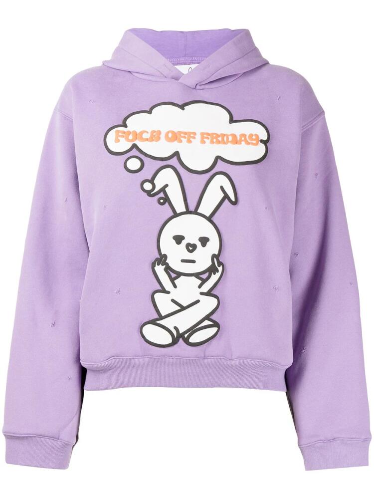 Natasha Zinko Friday distressed rabbit-print hoodie - Purple Cover