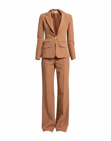 Yes London Woman Suit Camel Polyester, Elastane Cover