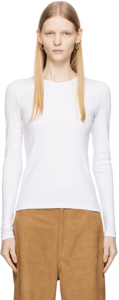 REMAIN Birger Christensen White V-Neck Long Sleeve T-Shirt Cover