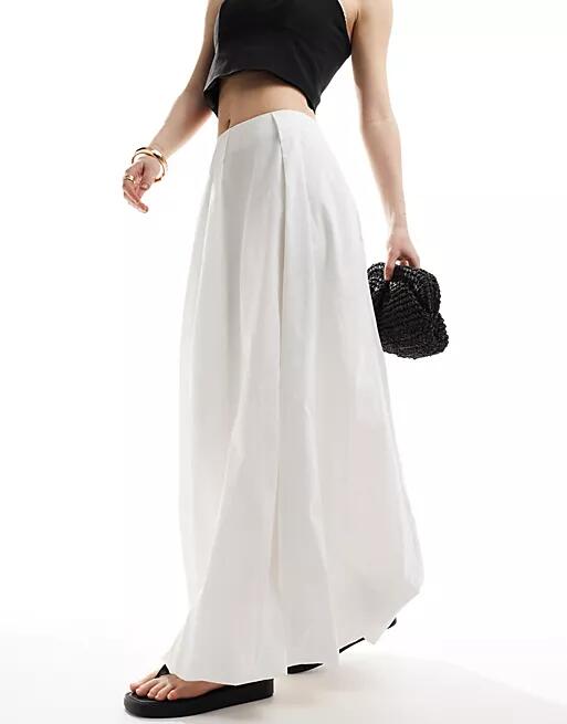 ASOS DESIGN bubble hem maxi skirt in white Cover