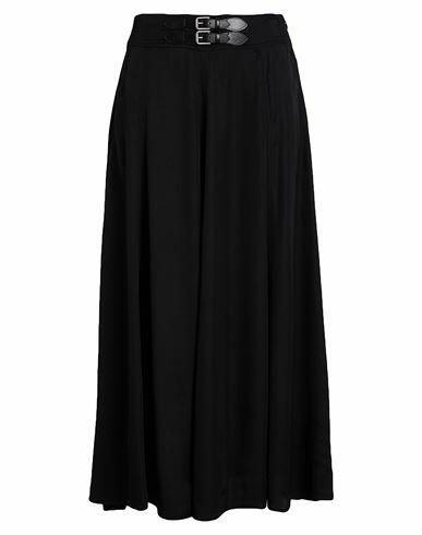 Lauren Ralph Lauren Buckle-trim Twill Midi Skirt Woman Maxi skirt Black Viscose Cover